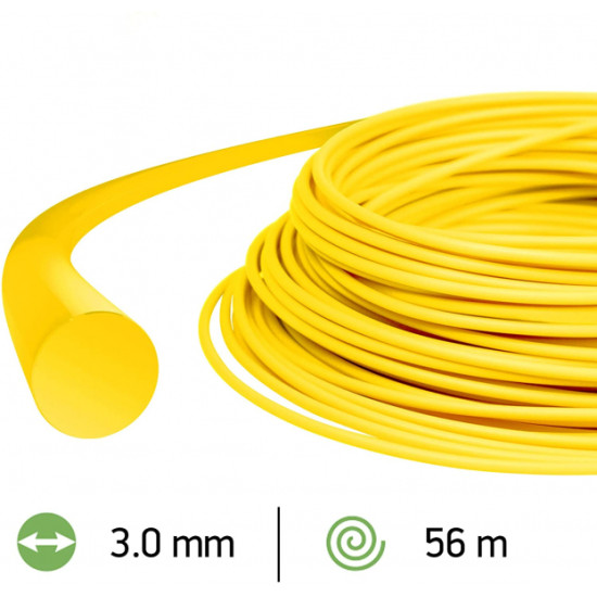 Trimmera aukla 3.0mm /56m dzeltena apaļā