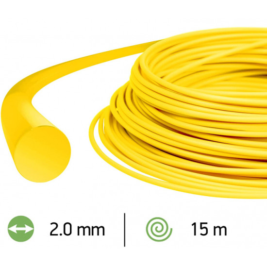 Trimmera aukla 2.0mm /15m dzeltena apaļā