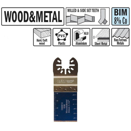 Zāģēšanas asmens kokam un metālam 32 mm Z18TPI BiM Co8, CMT