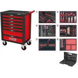 Instrumentu ratiņi RACINGline, 7 atvilktnes +598gab. kompl., KS Tools