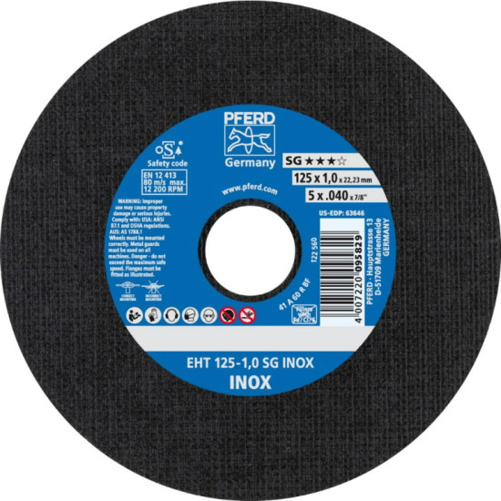 Griezējdisks SG Inox 125x1mm, Pferd