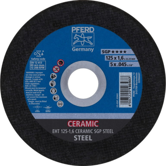 Griezējdisks SGP Ceramic Steel 125x1,6/22,23mm EHT, Pferd