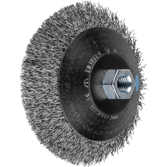 Koniskā drāšu birste KBU Nerūsējošā tērauda 125x10/M14 0,35m 125x10/M14 0,35mm, Pferd