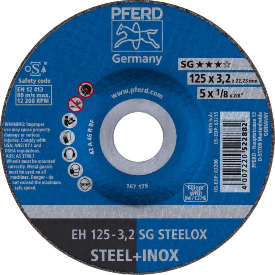 Griezējdisks SG Steelox 125x3,2mm, Pferd