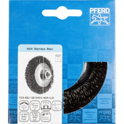 Koniskā drāšu birste KBU nerūsējošā tērauda 100x10/M14 0,35m 100x10/M14 0,35mm, Pferd