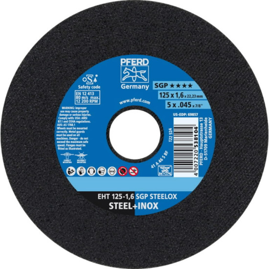Griezējdisks SGP Steelox 125x1,6mm, Pferd
