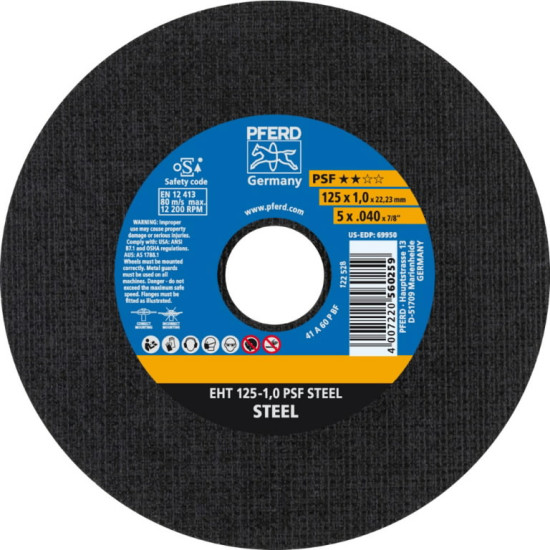 Griezējdisks PSF Steel 125x1mm, Pferd