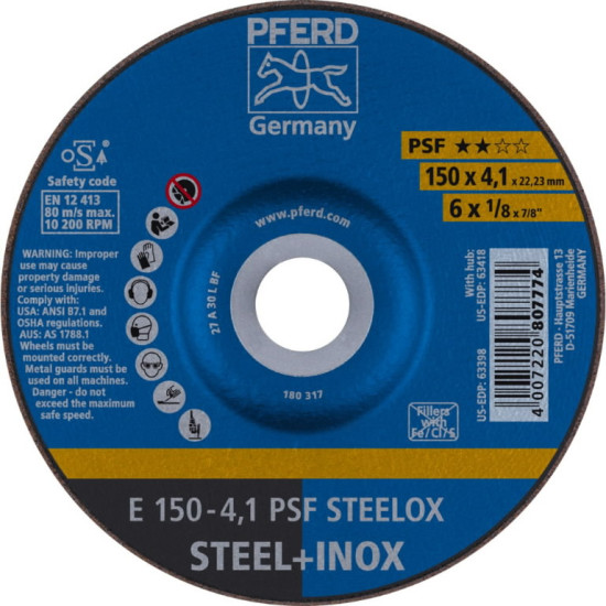 Slīpēšanas disks PSF STEELOX 150x4,1mm, Pferd