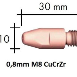 Kontaktdīze CuCrZr M8x30x10 - 0,8mm, Binzel