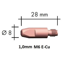 Kontaktdīze E-Cu M6x28x8 - 1,0mm, Binzel