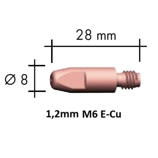 Kontaktdīze E-Cu M6x28x8 - 1,2mm, Binzel