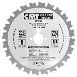 Zāģripa kokam 190x2,6x30mm Z12 a=20° b=10° ATB, CMT
