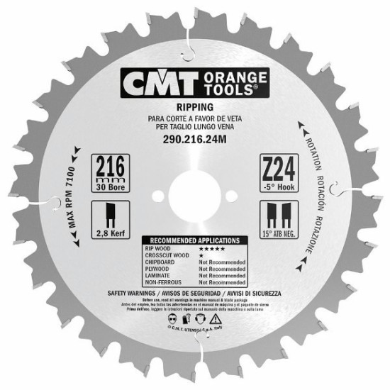 Zāģripa kokam 190x2,6x30mm Z12 a=20° b=10° ATB, CMT