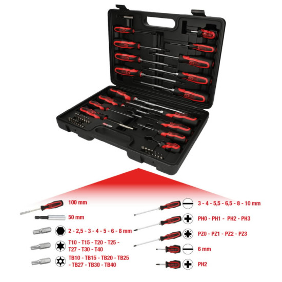 Skrūvgriežu komplekts ERGOTORQUEplus, 39 gab. 39-osaline, KS Tools