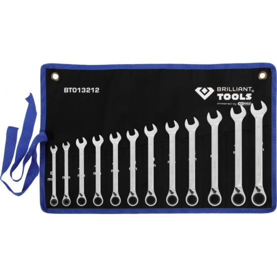 Kombinēto sprūdatslēgu komplekts 8-19mm, 12gab., Brilliant Tools