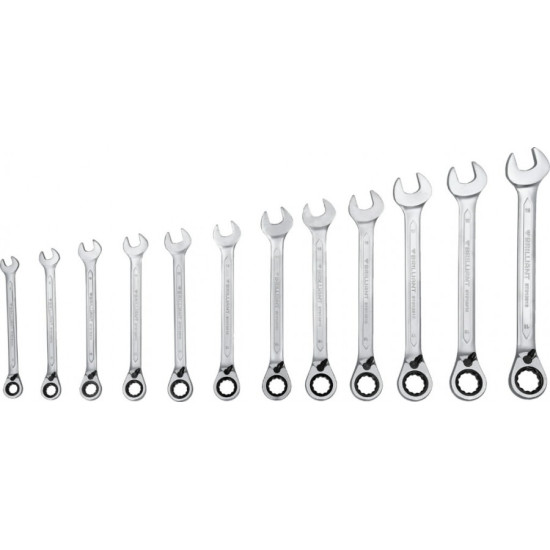 Kombinēto sprūdatslēgu komplekts 8-19mm, 12gab., Brilliant Tools