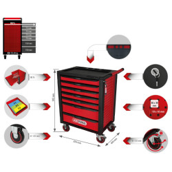 Instrumentu ratiņi RACINGline, 7 atvilktnes, KS Tools