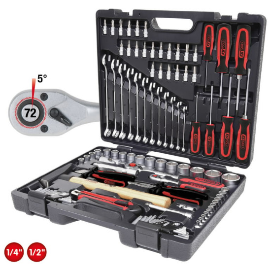 1/4"+1/2" universālais instrumentu komplekts 97pcs, KS Tools