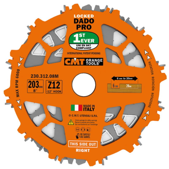 Dado Pro komplekts 203x6-20/30mm Z12 a-12neg ß FTG+ATB, CMT