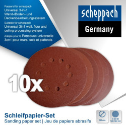 Velcro slīppapīra komplekts CGP1200 Ø180mm P40/80/120/180/24 Ø180mm P40/80/120/180/240, Scheppach