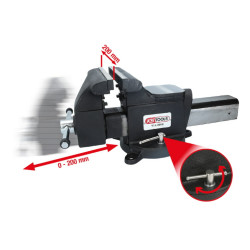 Skrūvspīles ar grozāmu pamatni 200 mm, KS Tools