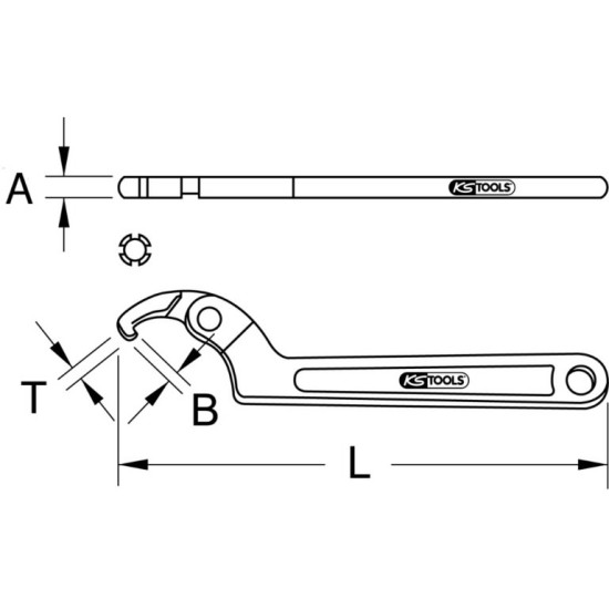 Āķa atslēga 50-120 mm, KS Tools