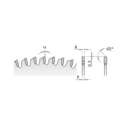 Zāģripa laminātam alumīnijam Xtreme HW 254x3,2/2,5x30mm Z80 254x3,2/2,5x30mm Z80 a=-6° b=TCG, CMT
