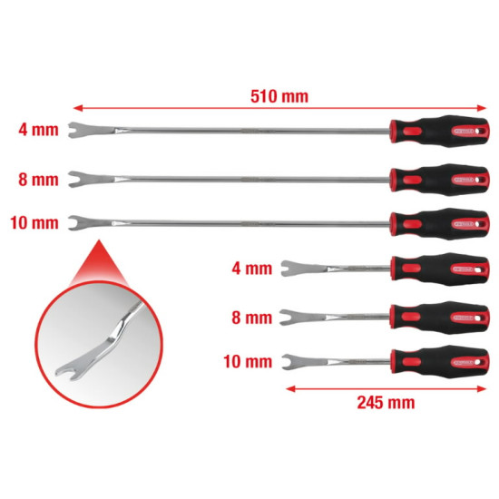 Clip removal set, 6 pcs, KS Tools