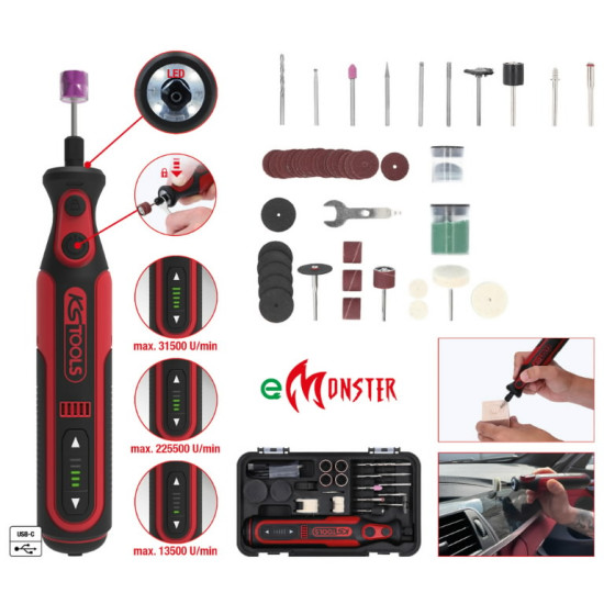 eMonster akumulatora gravieris, slīpmašīna, 50 gab., KS Tools