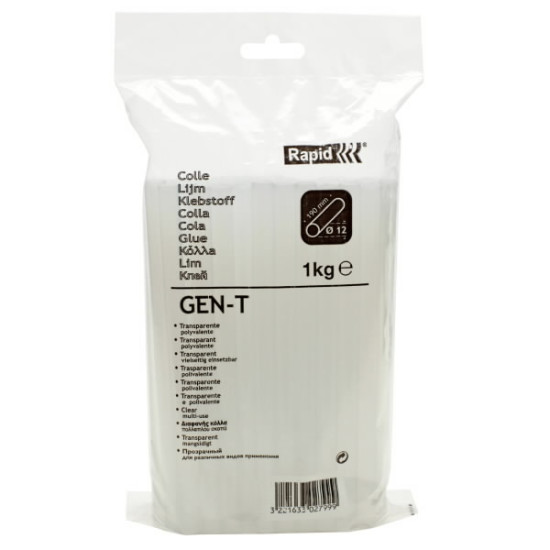 Glue sticks PRO 12x190mm, universal, GEN-T, transparent, 1kg, Rapid