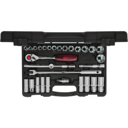 1/2" CHROME+ uzgriežņu galvu komplekts, collu izmēri 30pcs, KS Tools