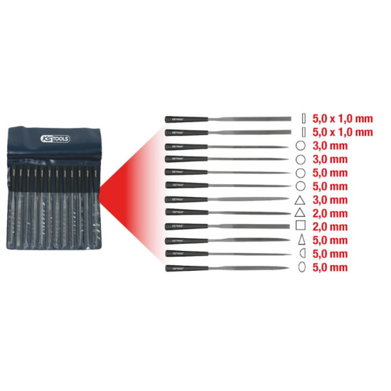 Adatu vīļu komplekts 145 mm, 12 gab., KS Tools