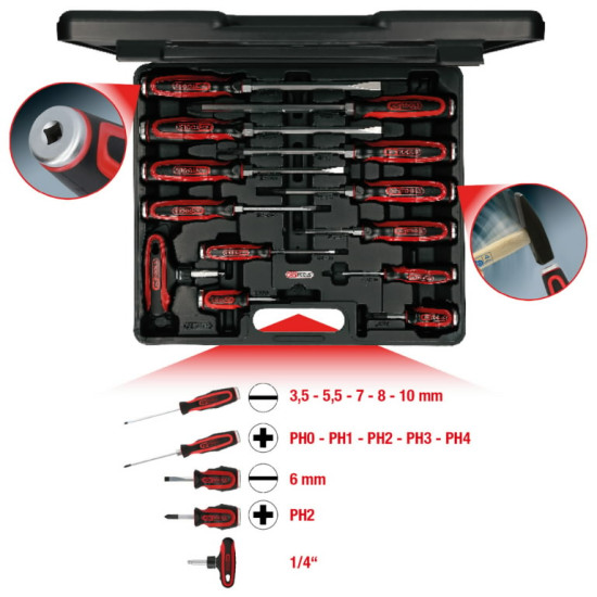 Triecienskrūvgriežu komplekts ERGOTORQUE, 13 gab. 13-osaline, KS Tools