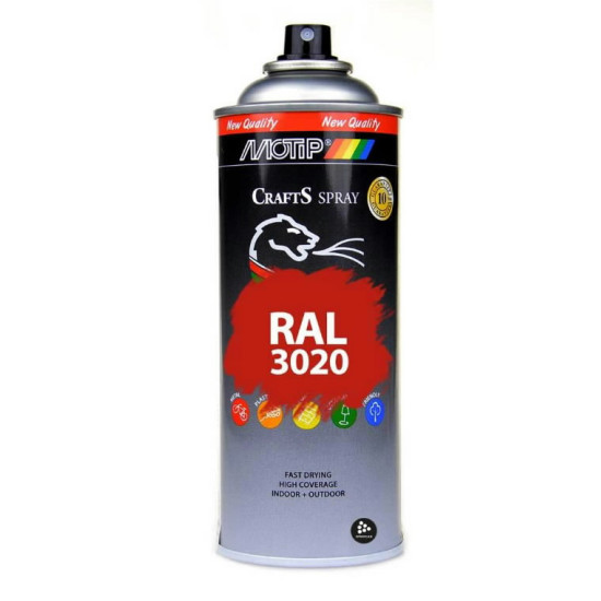 aerosols Crafts RAL 3020 Sarkans 400ml, Motip