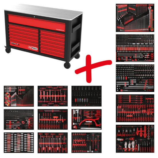 Instrumentu ratiņi PERFORMANCE plus P45, ar 950 gab. instr., KS Tools