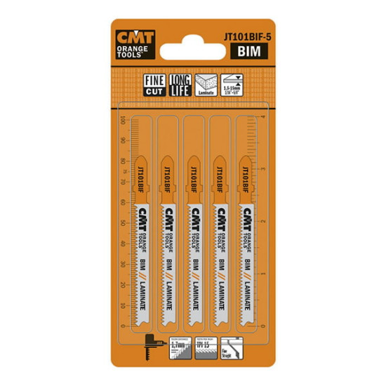 Figūrzāģa asmens kokam BIM 8% Co, 5 gab. 58/83x1,7mm 15TPI, CMT