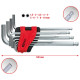 Ball ended hexagon key wrench set, long, 10 pcs, KS Tools