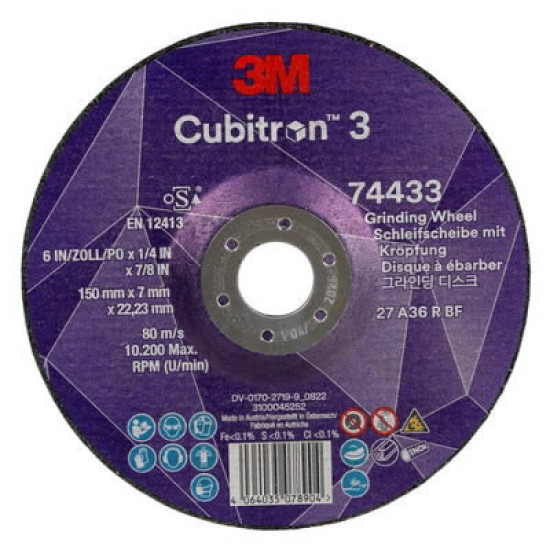 Slīpēšanas disks Cubitron 3 T27 P36+ 150x7/22,23mm, 3M
