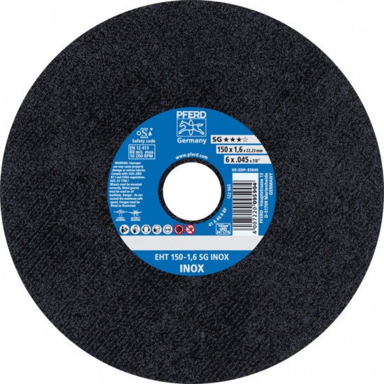 Griezējdisks SG Inox 150x1,6/22,23mm, Pferd