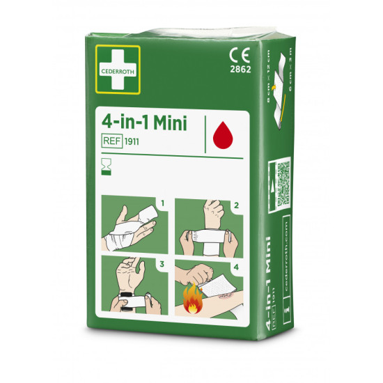 4-in-1 neliels pārsējs brūcēm, 6cm x 3m, Cederroth