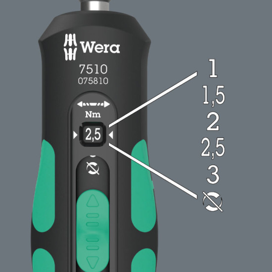 7510/14 Safe-Torque griezes momenta skrūvgriežu komplekts 1- 1-3 Nm, Wera