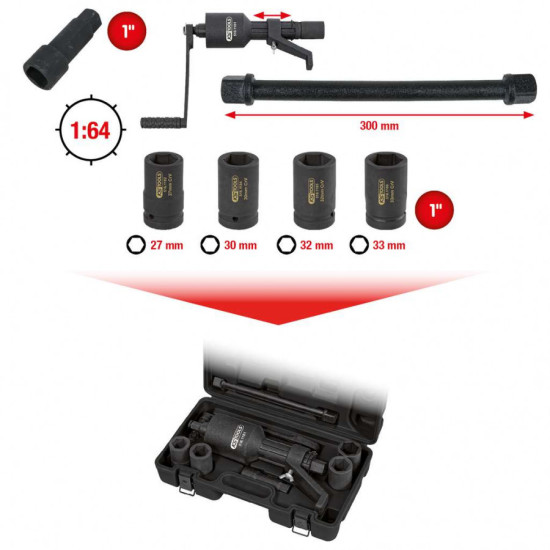 Griezes pastiprinātāja komplekts 1" 1:64 3800 Nm, KS Tools