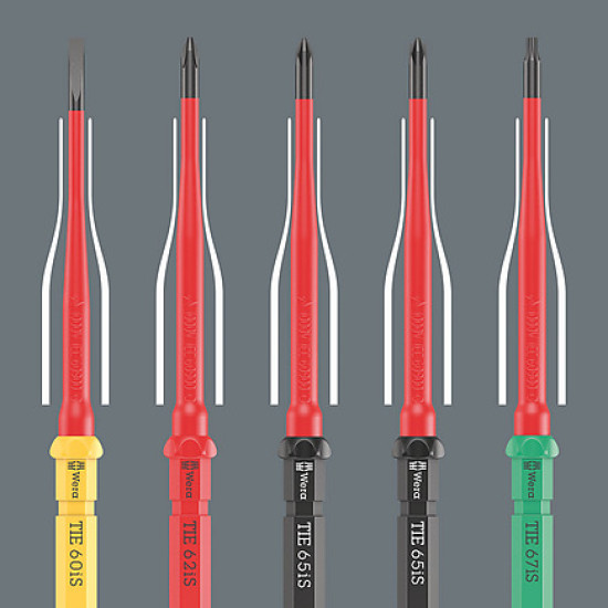 Skrūvgriežu komplekts Kraftform Kompakt VDE 15 Torque 1,2-3, 1,2-3,0 Nm extra slim, Wera