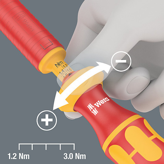 Skrūvgriežu komplekts Kraftform Kompakt VDE 15 Torque 1,2-3, 1,2-3,0 Nm extra slim, Wera