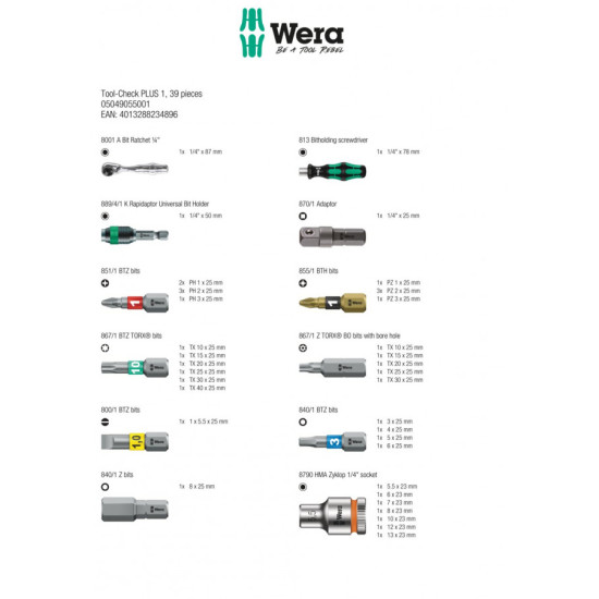 Uzgaļu komplekts Tool-Check PLUS, Wera