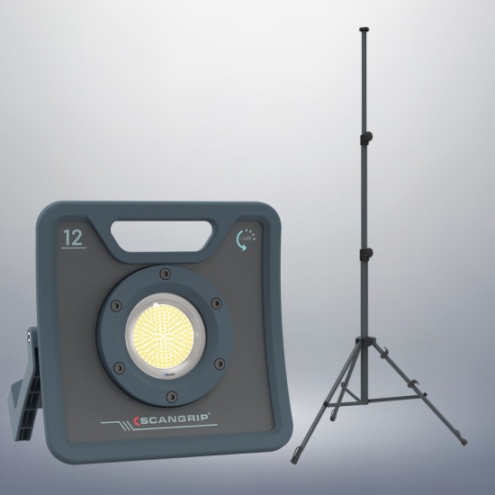 Darba lampa LED NOVA 12, 12000lm, Bluetooth IK07/IP67 + 3m statīvs, Scangrip