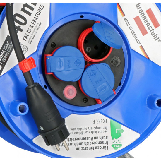 Pagarinātājs ar spoli, plast.40m 3VDE RR 3x2.5 Garant IP44, Brennenstuhl
