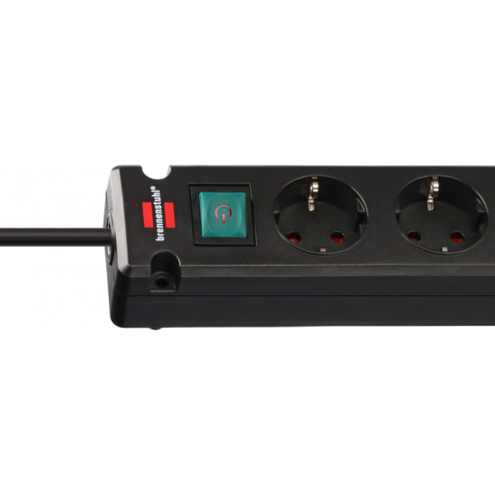 Bremounta pagarinātājs ar 2× USB-C, 5 kontaktligzdas, slēdzis, 3 m kabelis, melns, Brennenstuhl