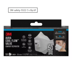 Respirators ar vārstu 9322 Aura+, retail pack FFP2, 3M