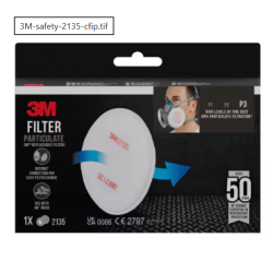 Putekļu filtrs 2135 pāris, apaļš, retail pack P3, 3M